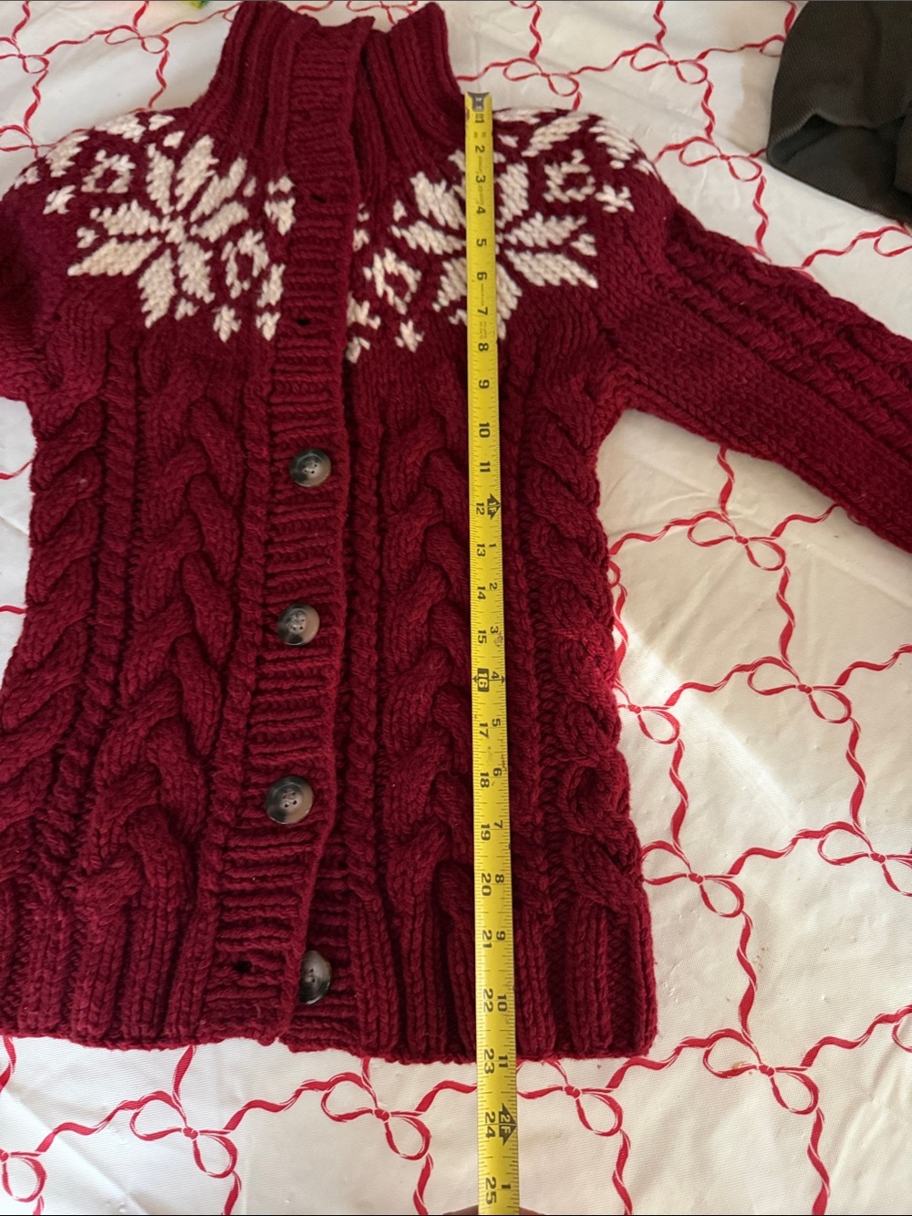 NWT Abercrombie & Fitch Women's Burgundy Cable-hand Knit Shawl Collar Sweater - Picture 7 of 11